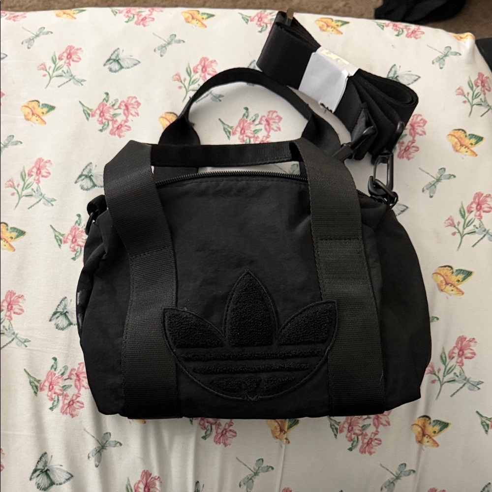 adidas Black Mini Duffel with Trefoil Patch